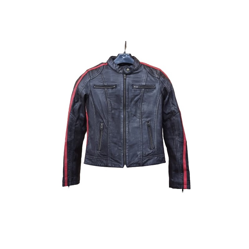 Nexo Lamb Cafe Racer Ladies Leather Jacket Brown 44